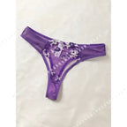 Ethereal Violet Sheer Mesh and Floral Embroidered Underwire Bra Set