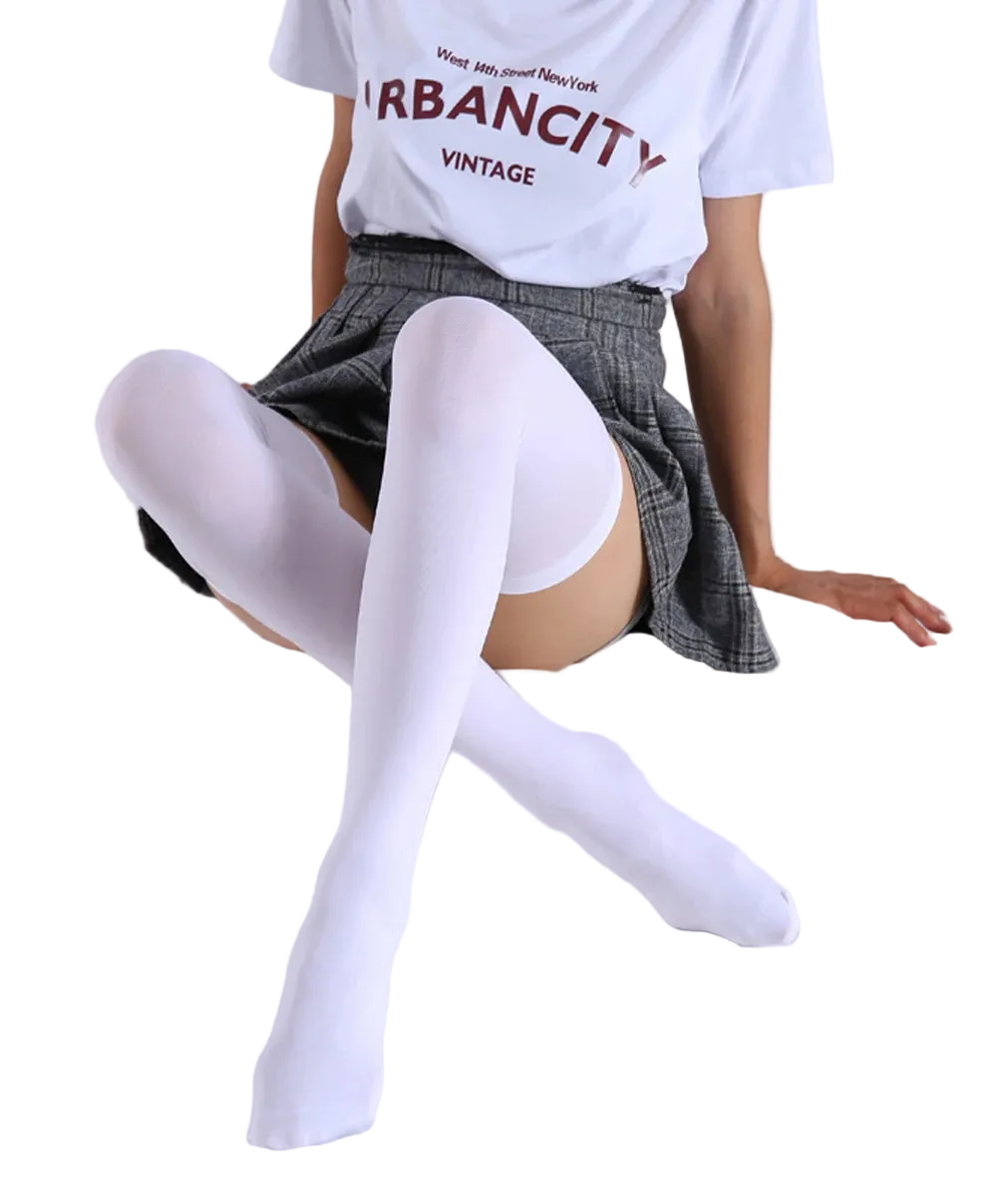 Ultra Thin Cotton Thigh High Stockings with Lightweight Over-the-Knee Everyday Comfort Design