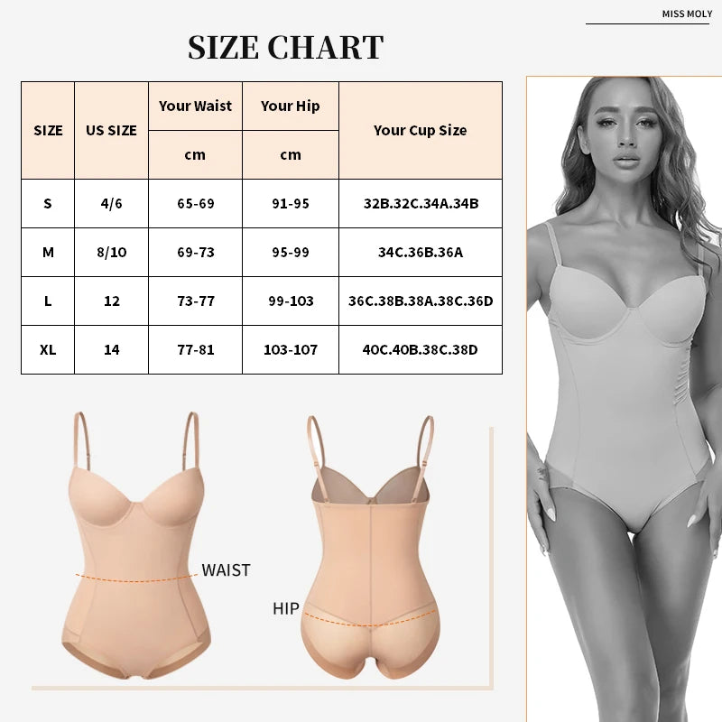 Structured Underwire Shaping Bodysuit with Adjustable Spaghetti Straps