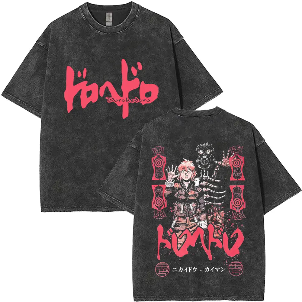 Dark Anime Goth Oversized Graphic Tee with Alternative Streetwear Artwork - BigCat Streetwear