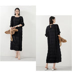 Boho Pleated Maxi Dress with Relaxed Silhouette for Everyday Styling