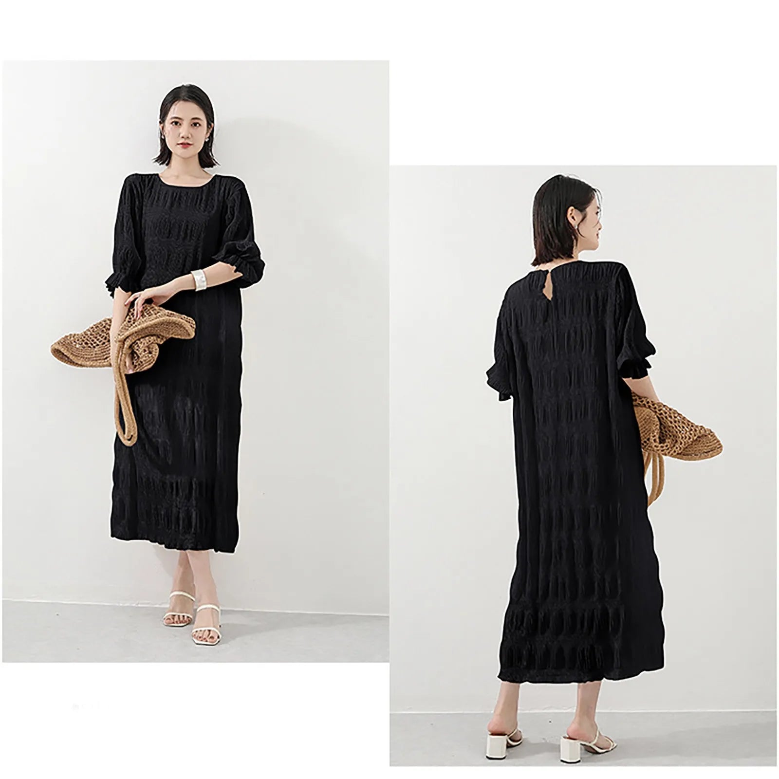 Boho Pleated Maxi Dress with Relaxed Silhouette for Everyday Styling