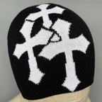 Abstract Graphic Polyester Knit Beanie for Modern Streetwear Casual Winter Everyday Fashion Style