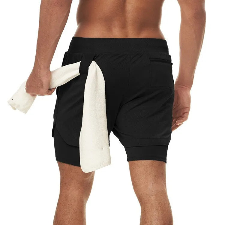 Men's Two Layer Performance Running Shorts with Quick Dry Fabric and Athletic Comfort