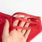 Striking Crimson Red Strappy Open-Cup Underwire Lingerie Set