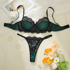 Wild Leopard Print Lace-Trim Demi Push-Up Bra and High-Leg Thong Set