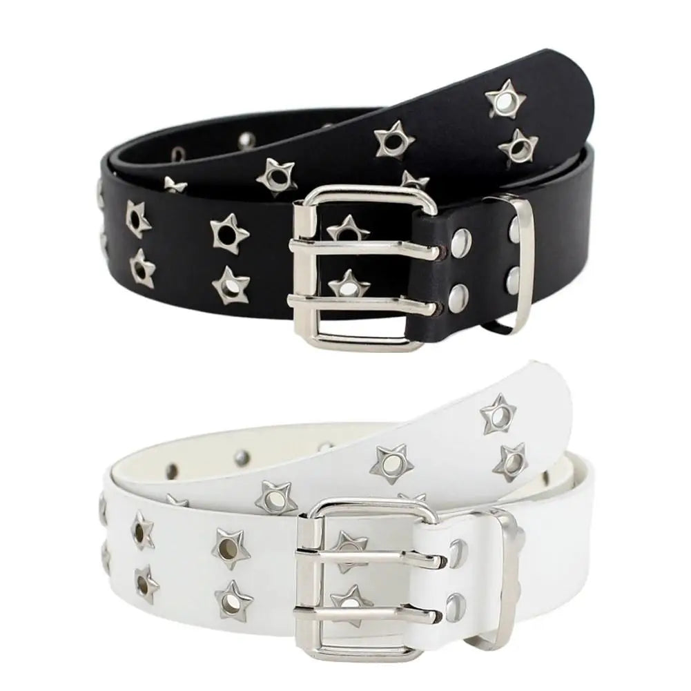 Double Row Star Rivet Belt for Punk Gothic Y2K Streetwear Fashion