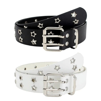 Double Row Star Rivet Belt for Punk Gothic Y2K Streetwear Fashion