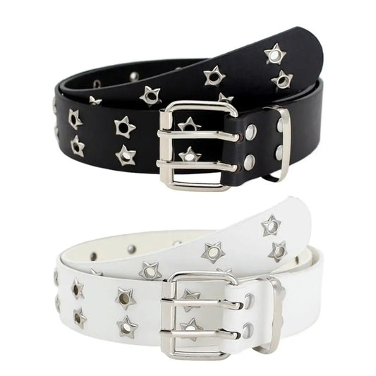 Double Row Star Rivet Belt for Punk Gothic Y2K Streetwear Fashion