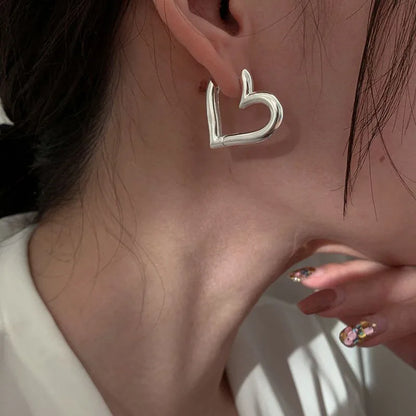 Heart Outline Stud Earrings Romantic Alternative Fashion Jewelry