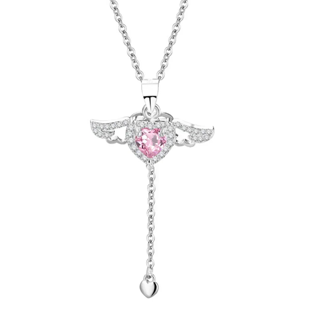 Angel Wing Heart Pendant Necklace Romantic Gothic Alternative Jewelry