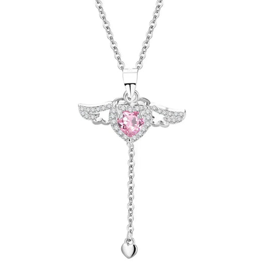 Angel Wing Heart Pendant Necklace Romantic Gothic Alternative Jewelry