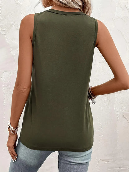 Henley Pocket Tank Top with Relaxed Fit Casual Streetwear Everyday Style