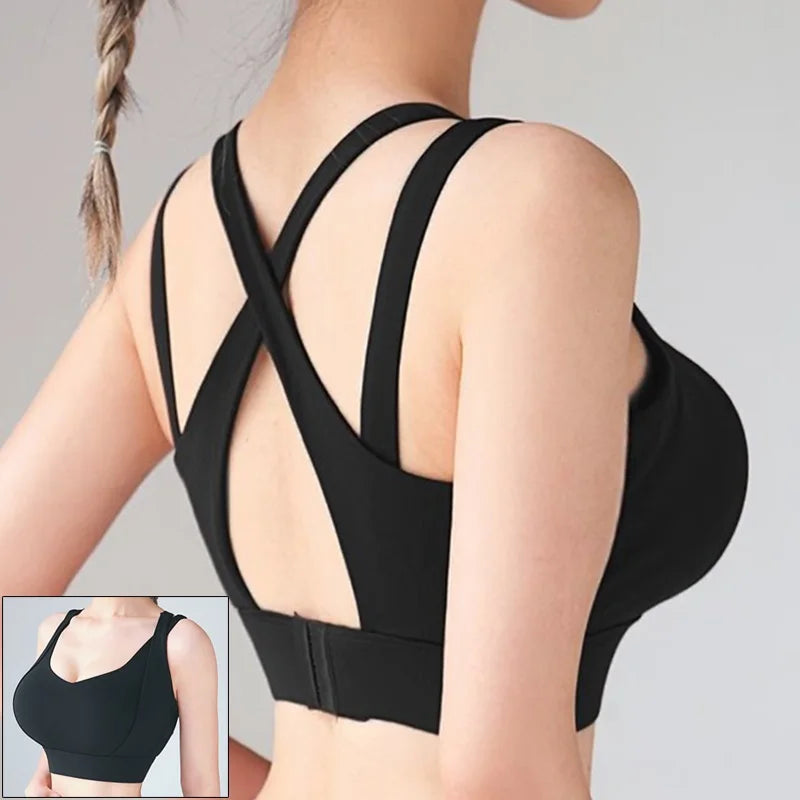 Mauve Criss-Cross Back Sports Bra with Keyhole Detail and Adjustable Band