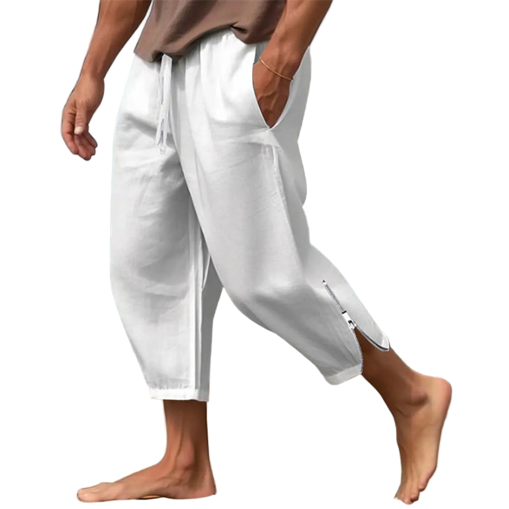 Men's Relaxed Cropped Harem Pants with Lightweight Casual Beach Style