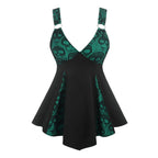 Gothic Lace Panel Alternative Fashion Mini Dress With Dark Romantic Streetwear Silhouette
