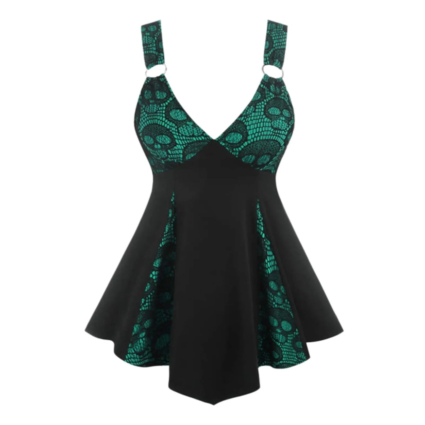 Gothic Lace Panel Alternative Fashion Mini Dress With Dark Romantic Streetwear Silhouette