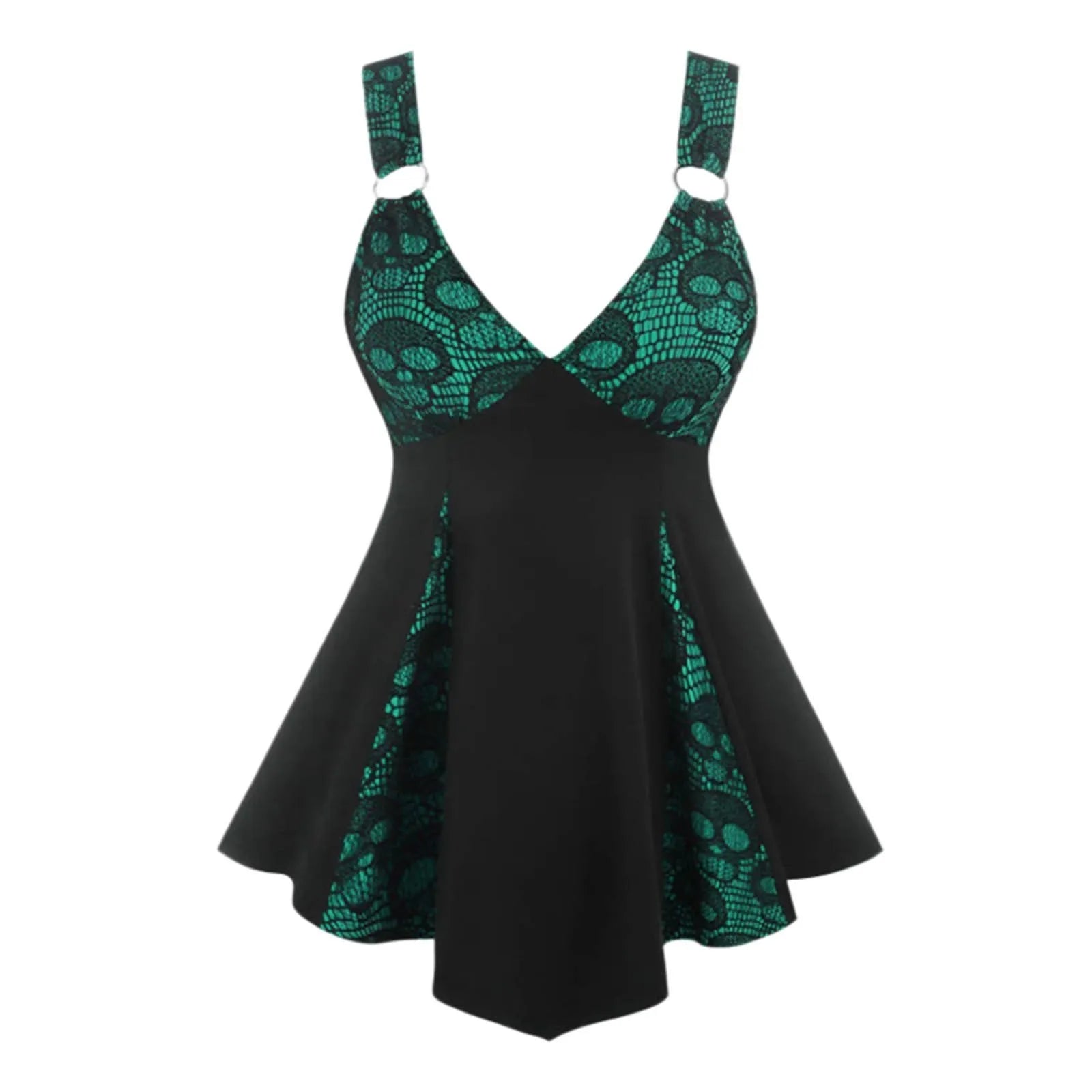 Gothic Lace Panel Alternative Fashion Mini Dress With Dark Romantic Streetwear Silhouette