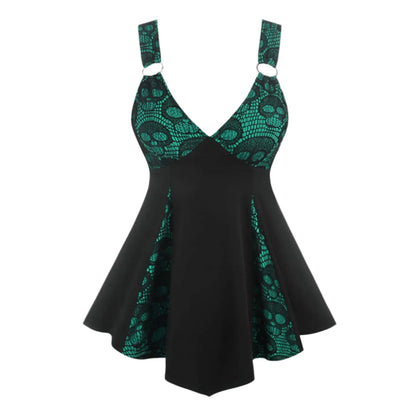 Gothic Lace Panel Alternative Fashion Mini Dress With Dark Romantic Streetwear Silhouette