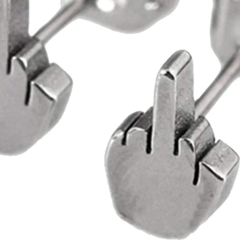 Rebellious Gesture Stud Earrings With Bold Alternative Streetwear Fashion Appeal