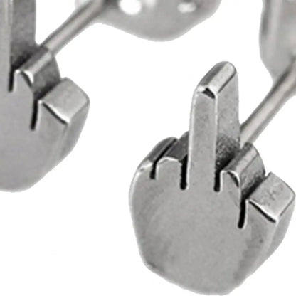 Rebellious Gesture Stud Earrings With Bold Alternative Streetwear Fashion Appeal