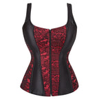 Vintage Floral Tapestry Overbust Corset with Wide Straps and Structured Seaming