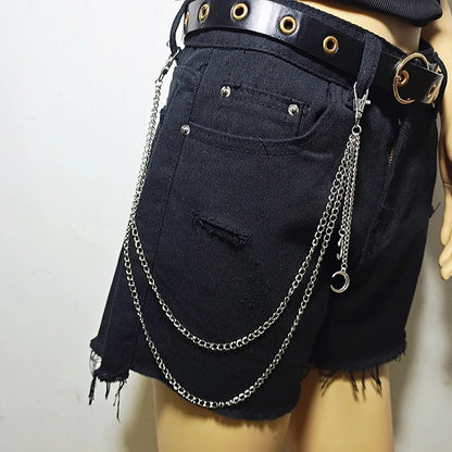 Celestial Layered Wallet Chain with Star Charms for Gothic Punk Styling