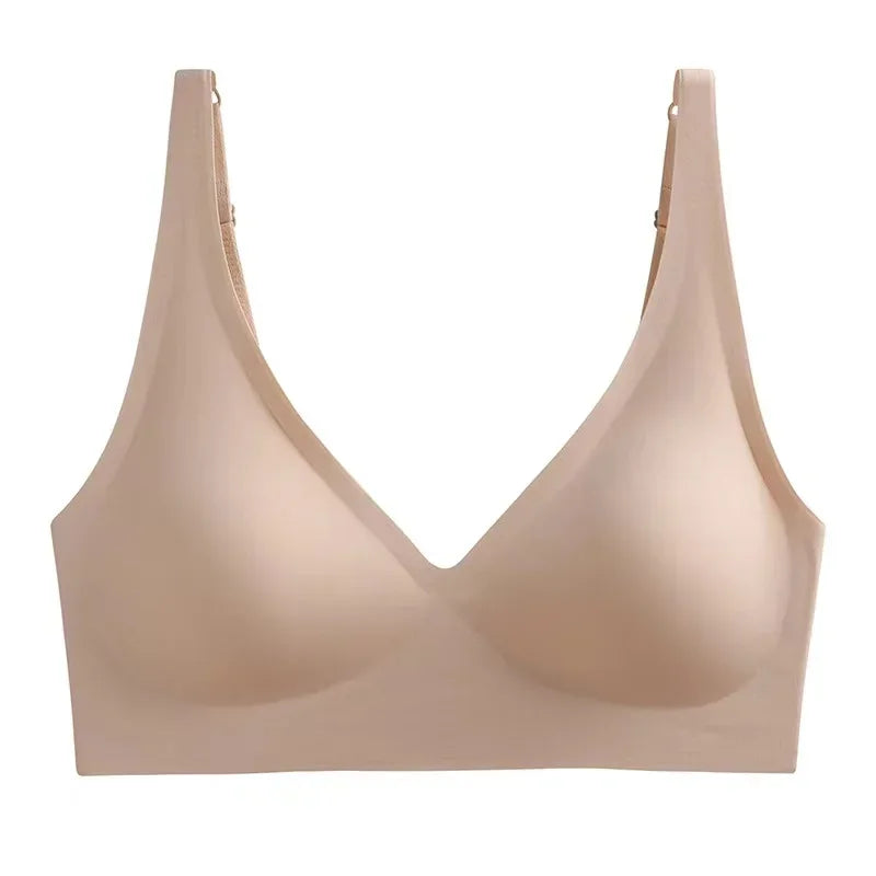 Plunging V-Neck Seamless-Style Wireless Bra with Smooth Molded Cups