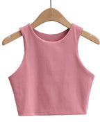 Classic Crew Neck Crop Tank Top with Minimalist Sleeveless Everyday Streetwear Style