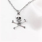 Skull and Crossbones Pendant Necklace for Gothic Grunge and Y2K Style