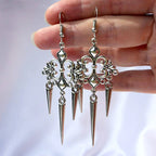 Gothic Cross Drop Earrings with Rivet Details for Punk Styling