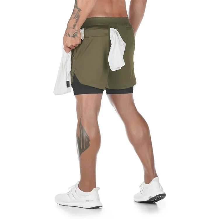 Men's Two Layer Performance Running Shorts with Quick Dry Fabric and Athletic Comfort