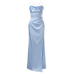 Minimalist Satin Slip Maxi Dress with Dark Romantic Alternative Fashion Style