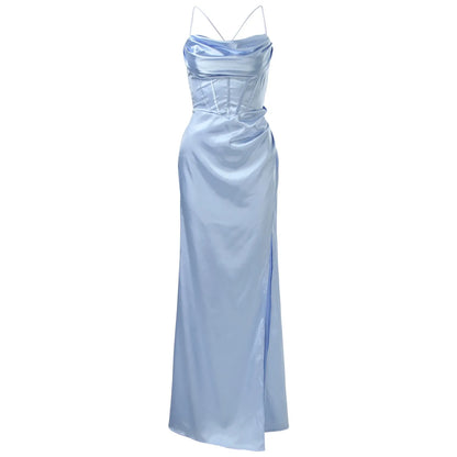Minimalist Satin Slip Maxi Dress with Dark Romantic Alternative Fashion Style