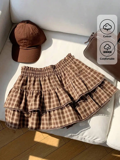 Tiered Ruffle Mini Skirt with Lace Hem Lightweight A-Line Design