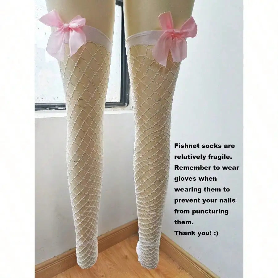 Decorative Bow Thigh High Stockings with Sheer Finish for Cute Contemporary Fashion Styling