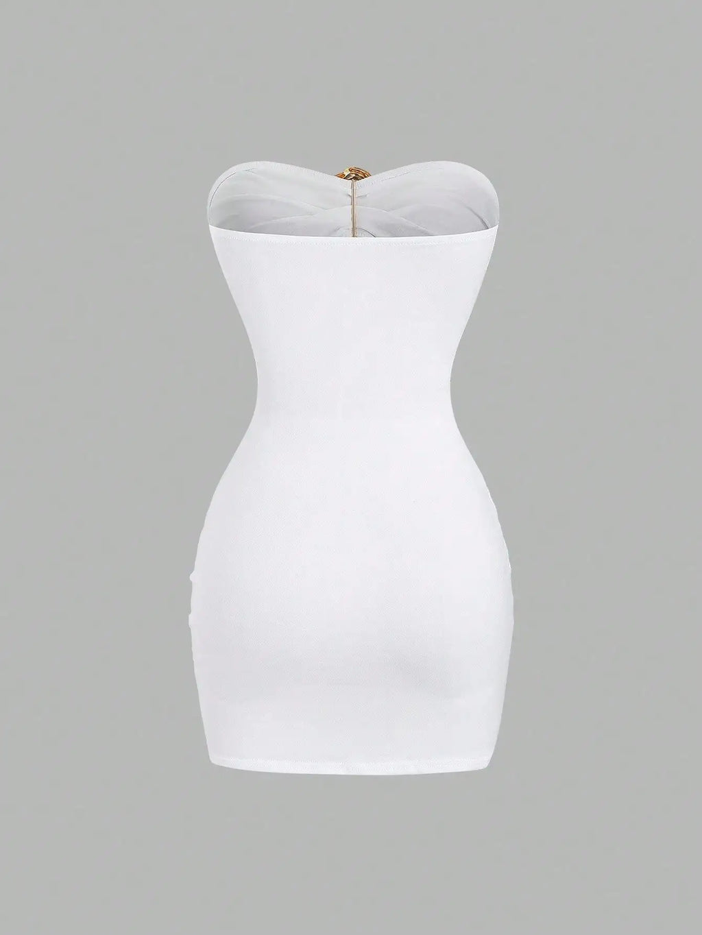 Strapless Ruched Bodycon Mini Dress with Metallic Accent Contemporary Silhouette