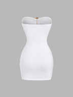 Strapless Ruched Bodycon Mini Dress with Metallic Accent Contemporary Silhouette