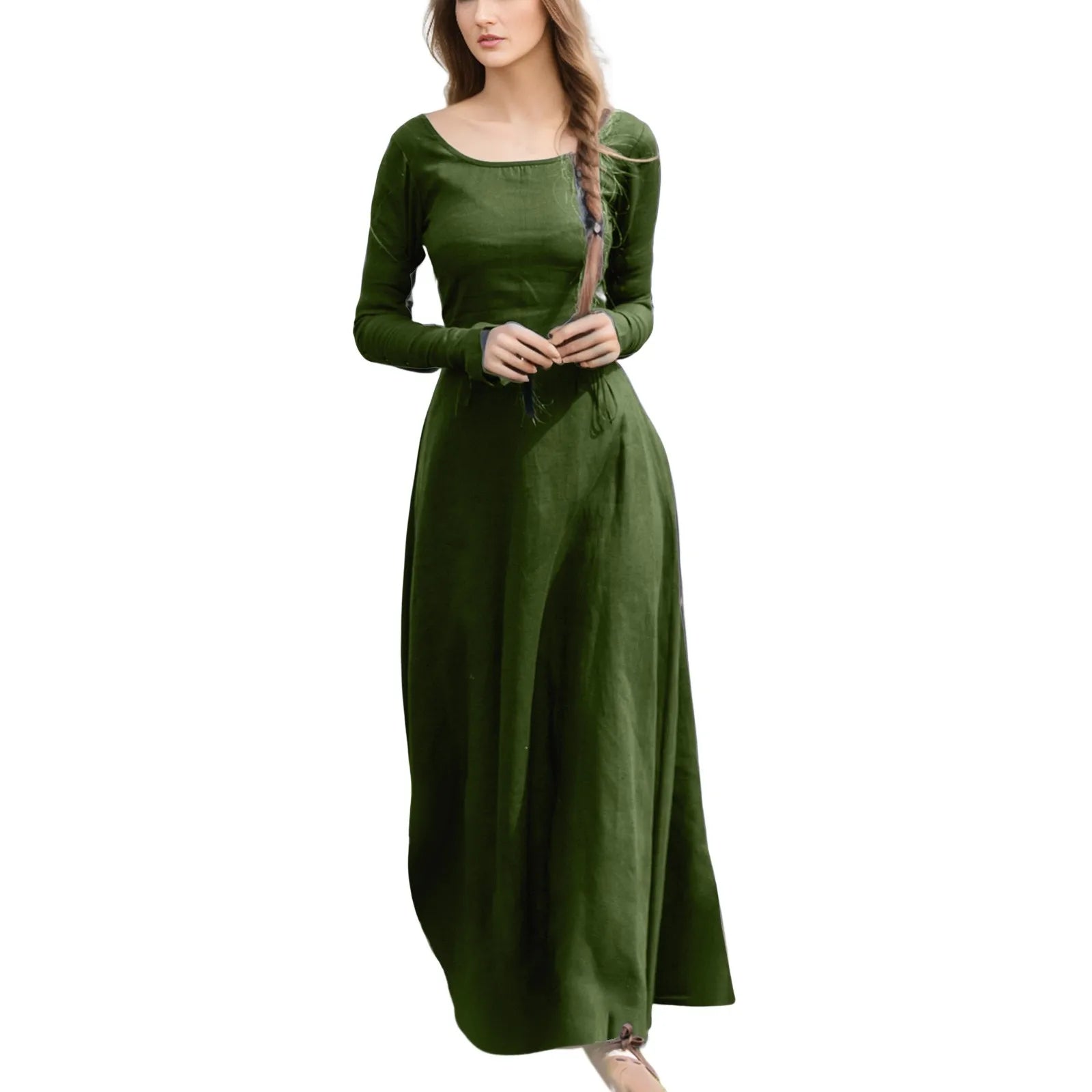 Long Sleeve Minimalist Maxi Dress with Soft A-Line Contemporary Fit
