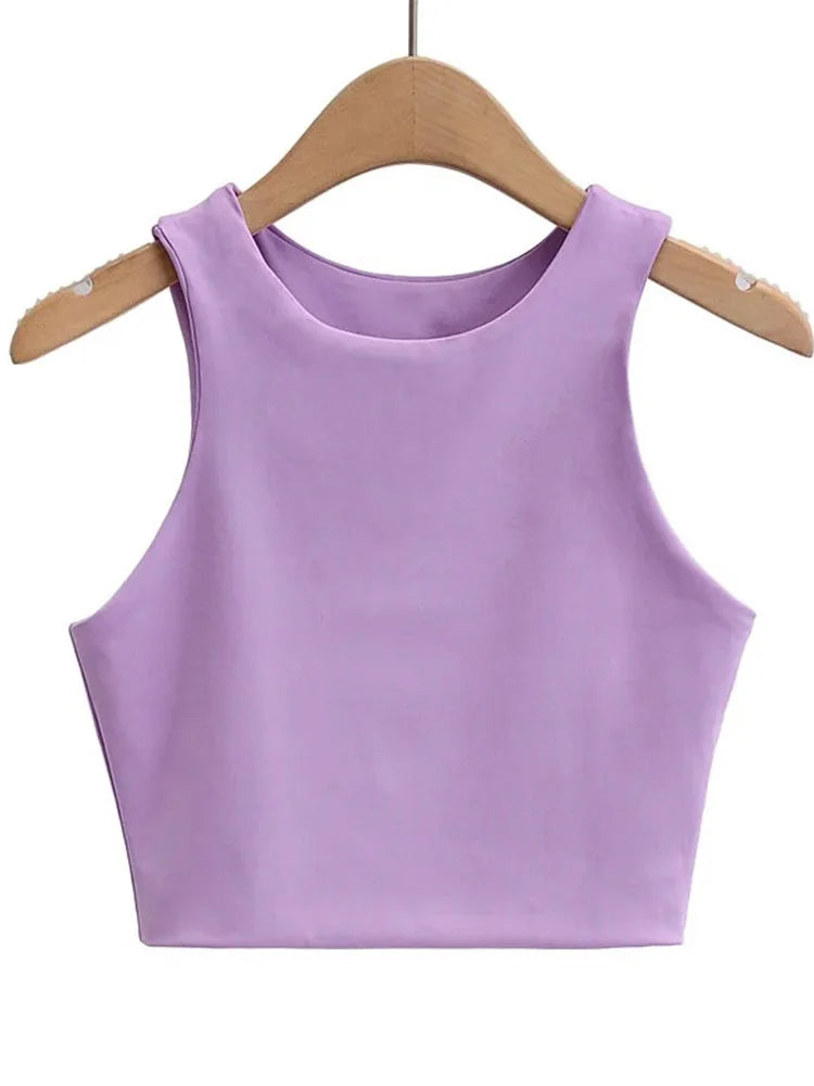 Classic Crew Neck Crop Tank Top with Minimalist Sleeveless Everyday Streetwear Style