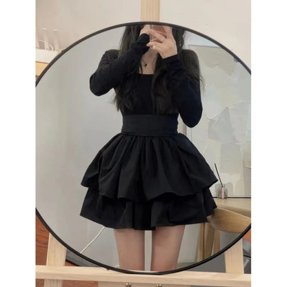 Layered Ruffle Gothic Dress for Kawaii Alternative Fashion