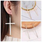Oversized Cross Drop Earrings for Gothic Punk and Alternative Fashion Looks