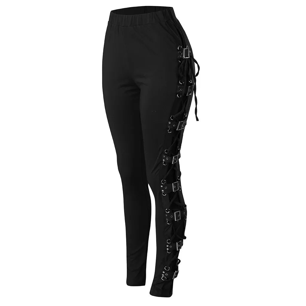 Lace Panel Slim Fit Pants Gothic Inspired Alternative Fashion Bottoms