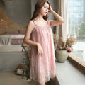 Relaxed Sage Green Chiffon Sleep Dress with Delicate Lace Trim Hem