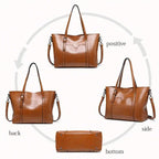 Structured Faux Leather Top Handle Tote Bag with Multi Carry Design