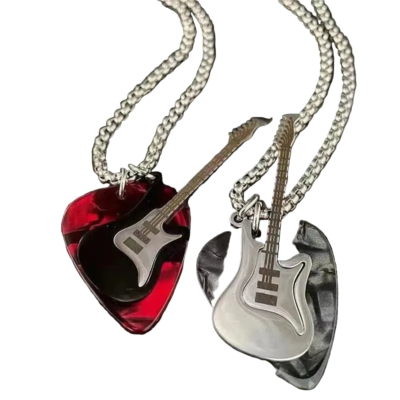 Guitar Pick Pendant Necklace for Punk Grunge and Alternative Streetwear Looks