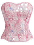 Ethereal Pink Floral Print Strapless Corset with Sweetheart Neckline