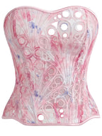 Ethereal Pink Floral Print Strapless Corset with Sweetheart Neckline