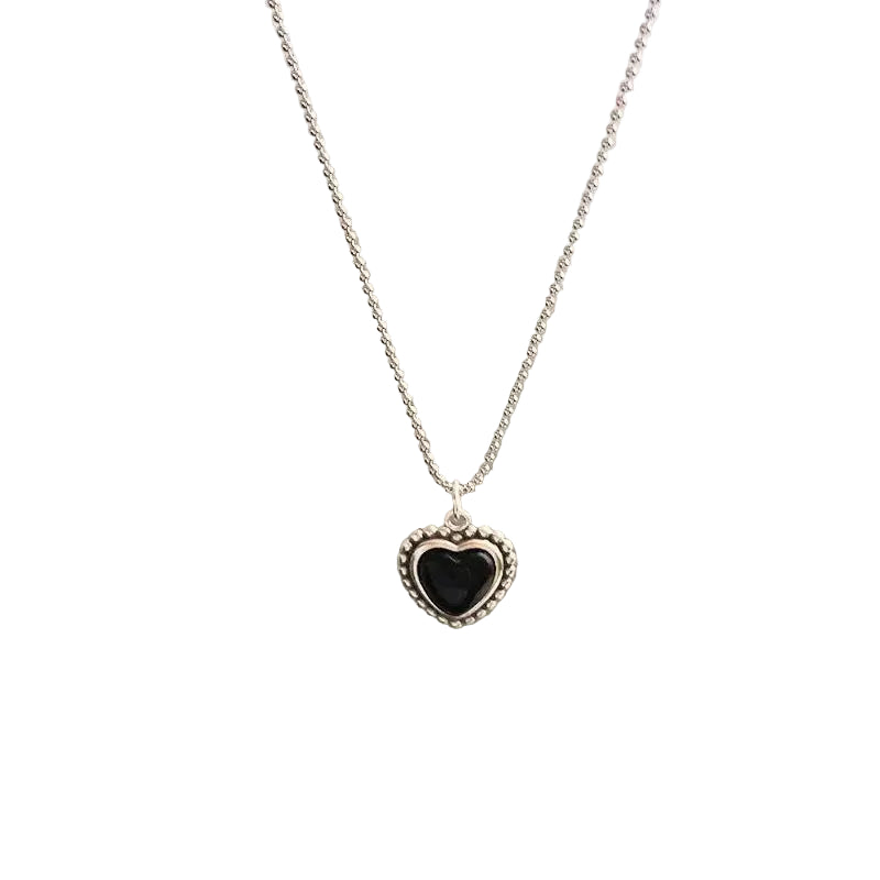 Black Heart Pendant Necklace Dark Feminine Alternative Fashion Jewelry