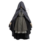 Women's Fantasy-Inspired Hooded Cape Dress Set with Layered Robe and Coordinated Wig